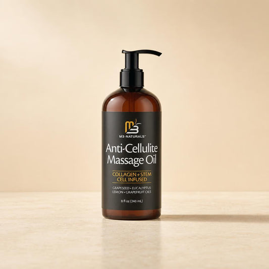 Aceite reafirmante anticelulitico de 240 ml sobre fondo beige